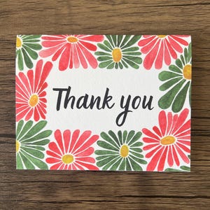 Conjunto de 5 cartões de agradecimento em aquarela pintados à mão com envelopes | Tamanho A2 | Papel para aquarela | Impressões