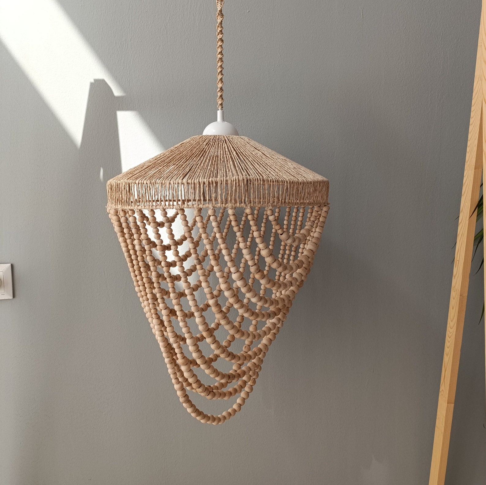 Boho Beaded Chandelier, Rustic Chandelier, Boho Lİghting, Nordic Style ...