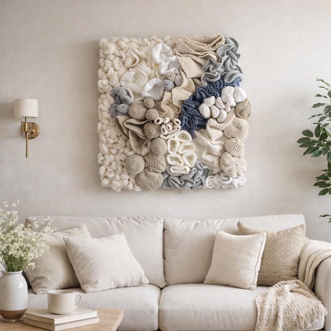Visual Reference: Large 3D Fiber Wall Art Coral Reef Inspired Textile Sculpture
