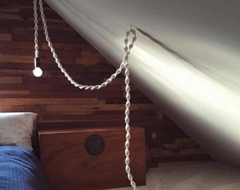 Boho Rope Light | Macrame Hangıng Lamp | Plug in Swag Light |  Hanging Rope Lamp | Pendant Rope Lighting | Boho Hanging | Housewarming gift