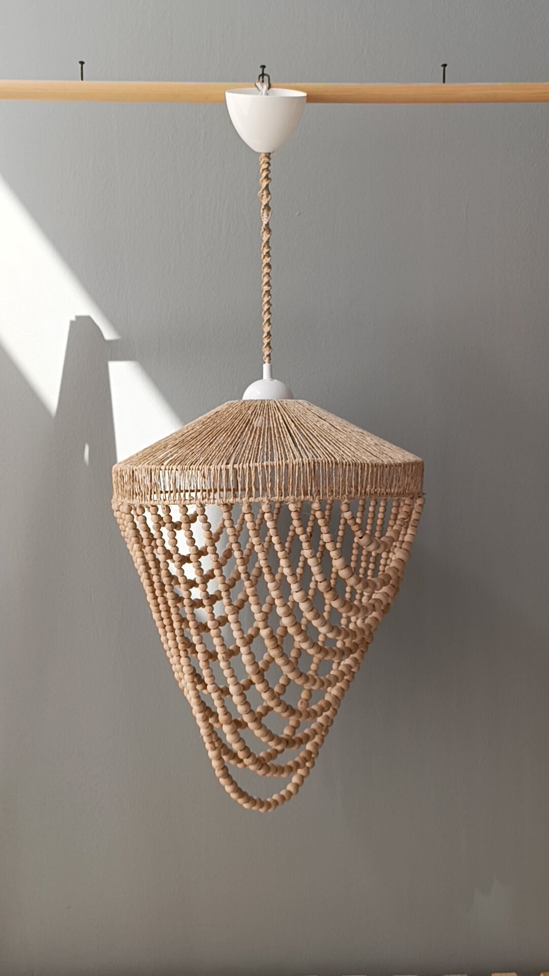 Boho Beaded Chandelier, Rustic Chandelier, Boho Lİghting, Nordic Style ...