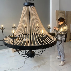 Large Beaded Wedding Chandelier: 2-Meter Wide Statement Light