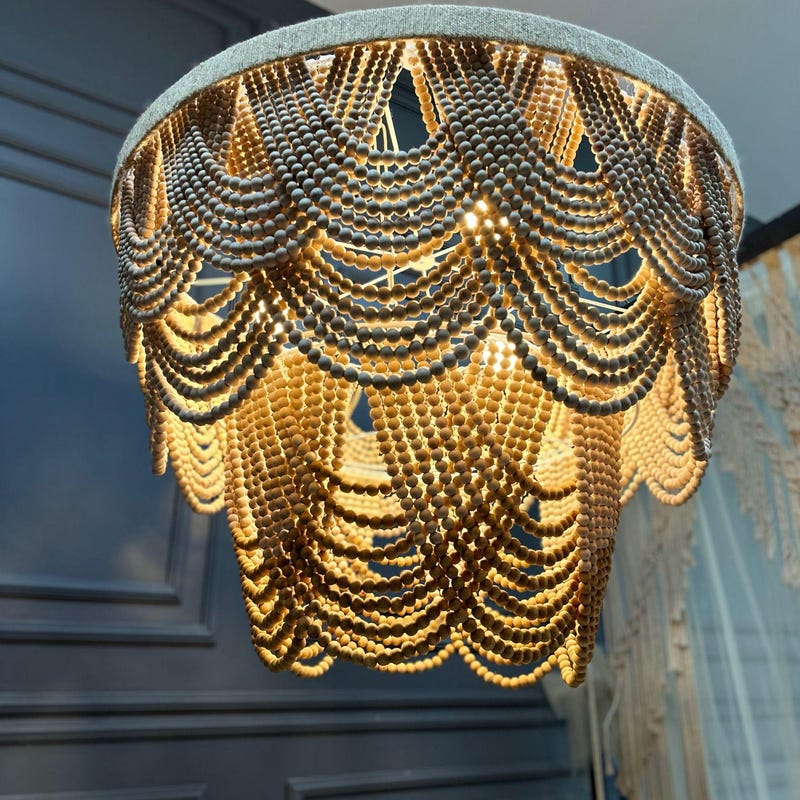 A closer look at Wooden Bedroom Hanging Chandelier