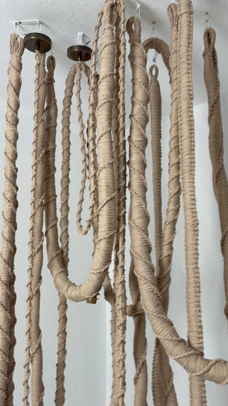 Rope Staircase Chandelier for High Ceiling, Statement Light for Modern ...