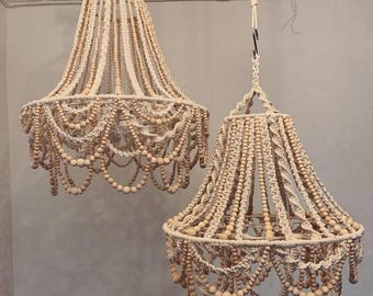 Macrame Pendant Light, Boho Lighting, Nursery Chandelier, Rustic Lighting, Beaded Light, Modern Boho Lighting, Boho Fringe Pendant Light,