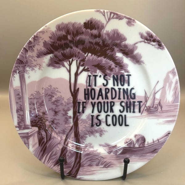 Plato vintage reciclado: Frase divertida, decoración de pared