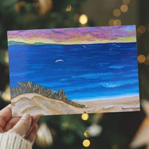 Coastal Sunset Beach Blank Note Card or Wall Art Print