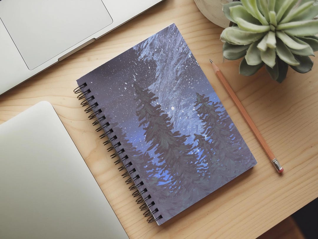 Starry Night Nature Notebook: Milky Way Forest Lined Spiral Journal - Etsy