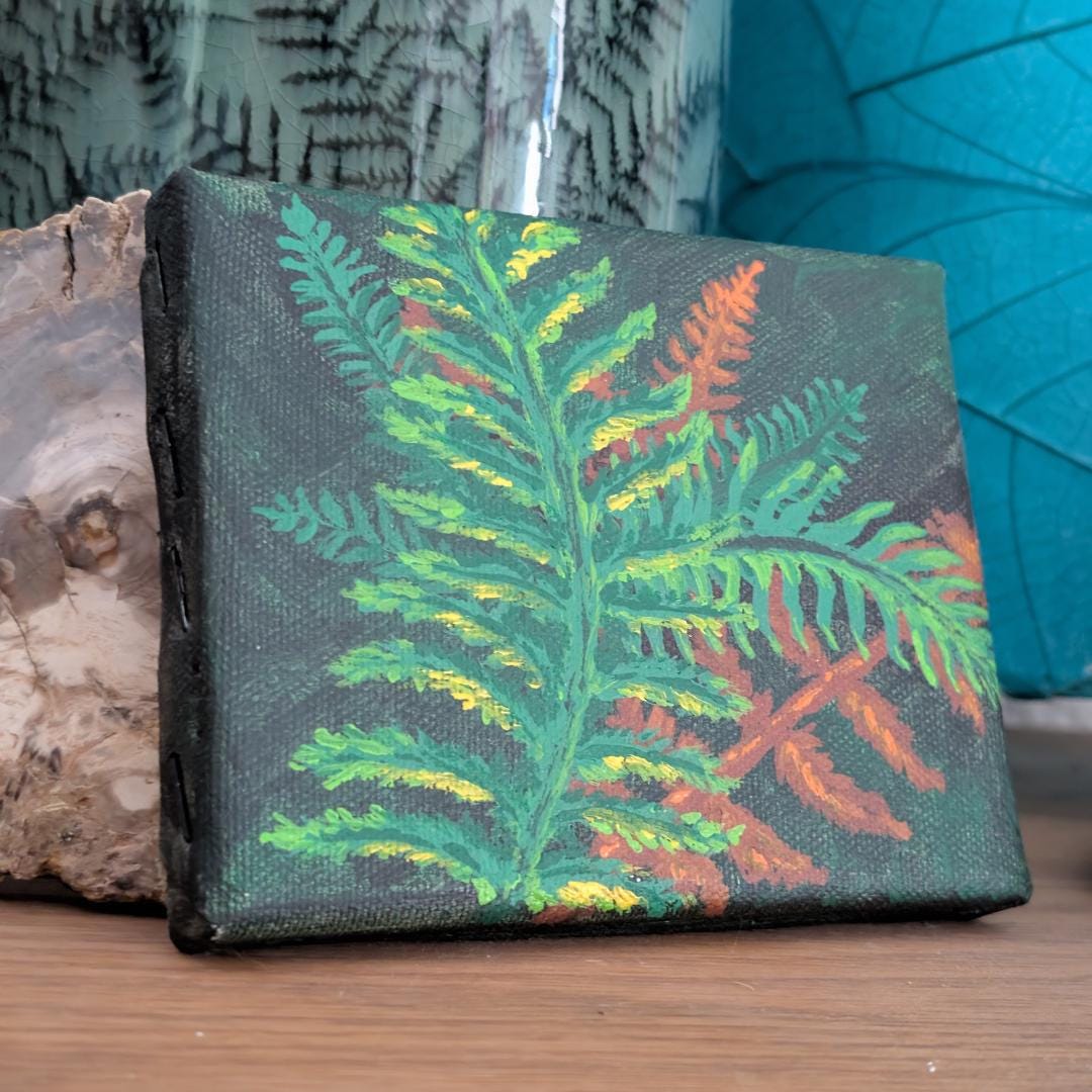 Abstract Fern Painting: Small Botanical Nature Art Canvas - Etsy