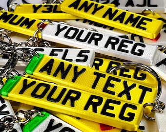 Custom Number Plate Keyring, Personalised Car Reg Keychain