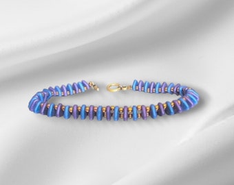 Purple and blue triangle beast bracelet * boho bangle * stackable bracelet * skinny bracelet