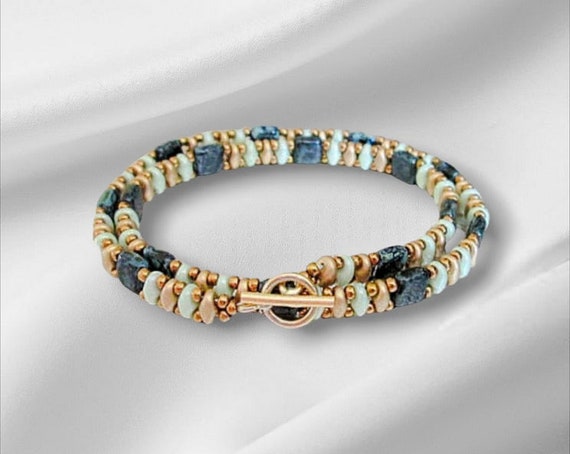Double Wrap Beaded Necklace-Mint Double Wrap Beaded Necklace-Mint