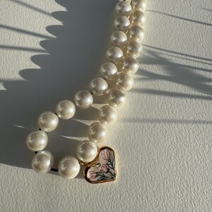 Ceramic Jewelry heart charm white beads