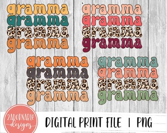 Diseño de sublimación de grama, archivo PNG para transferencia de impresión de sublimación, diseño de gramma de impresión de leopardo apilado, 4 opciones de paleta de colores incluidas