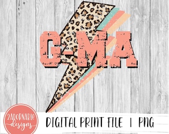 G-ma Blitz Sublimation Design | PNG Datei für Sublimation Print Transfer | Leopard Print G-MA Design