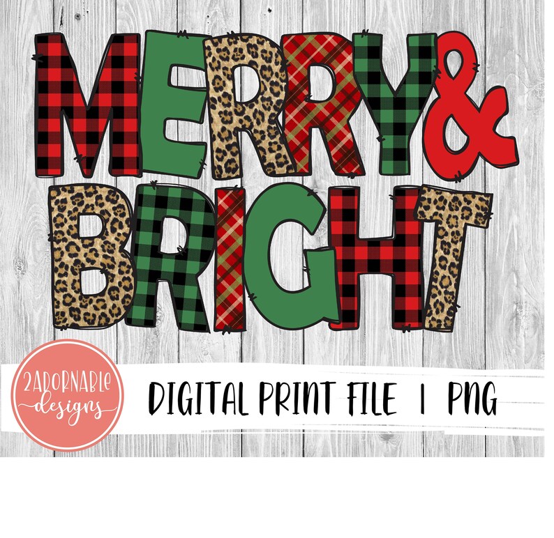 Download Merry & Bright Sublimation Design PNG File for Sublimation ...