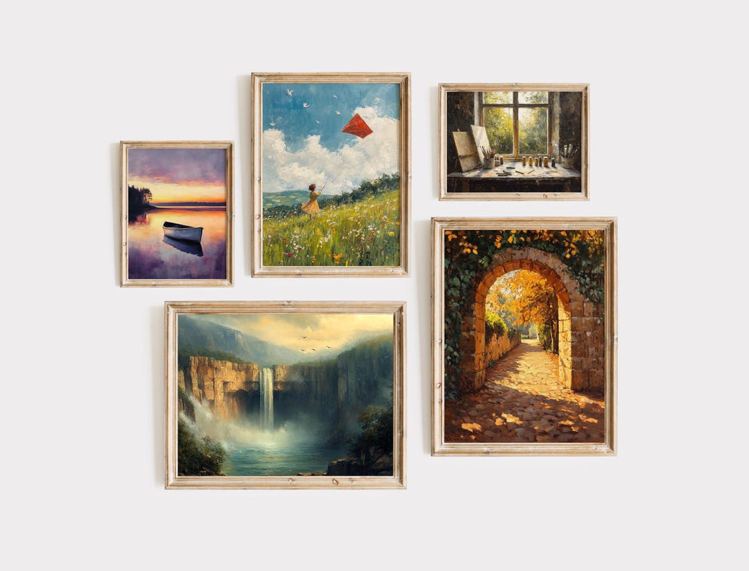 Rustic Landscape Printable Wall Art Set, Cottagecore Decor (digital ...