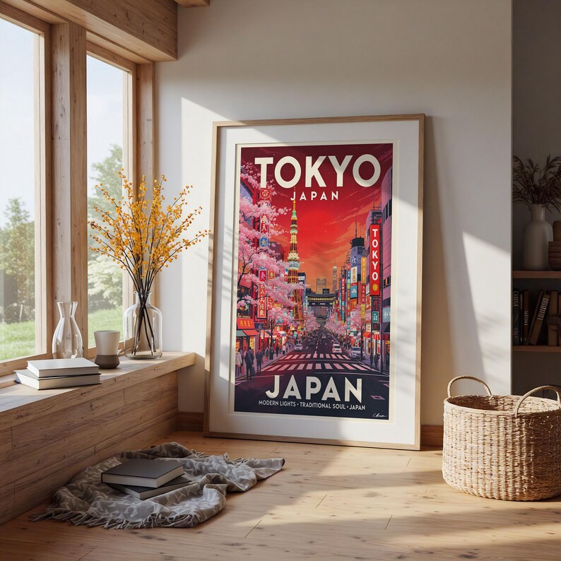 Tokyo Japan Travel Poster • Retro Mid-century Modern Wall Art - Etsy