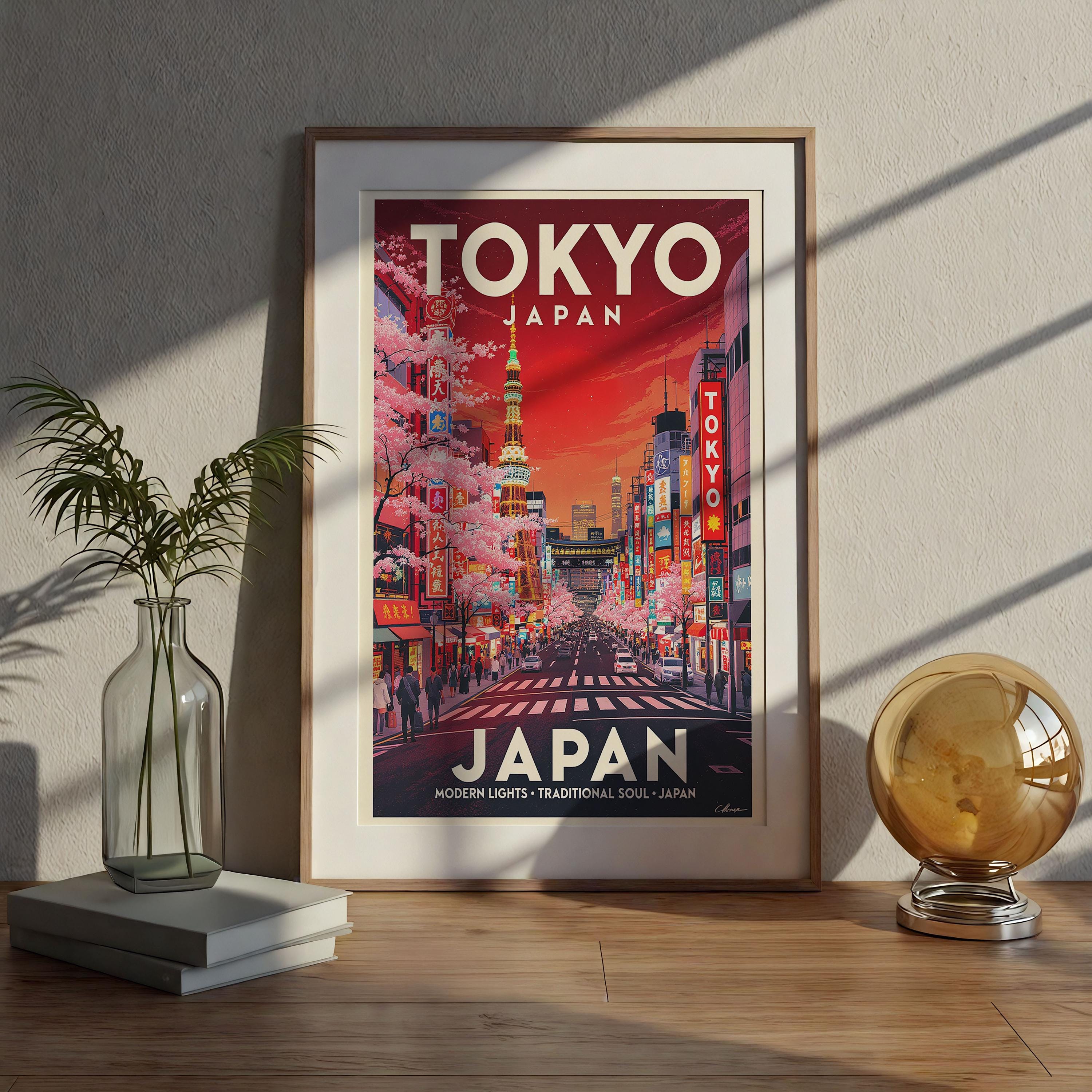 Tokyo Japan Travel Poster • Retro Mid-century Modern Wall Art - Etsy