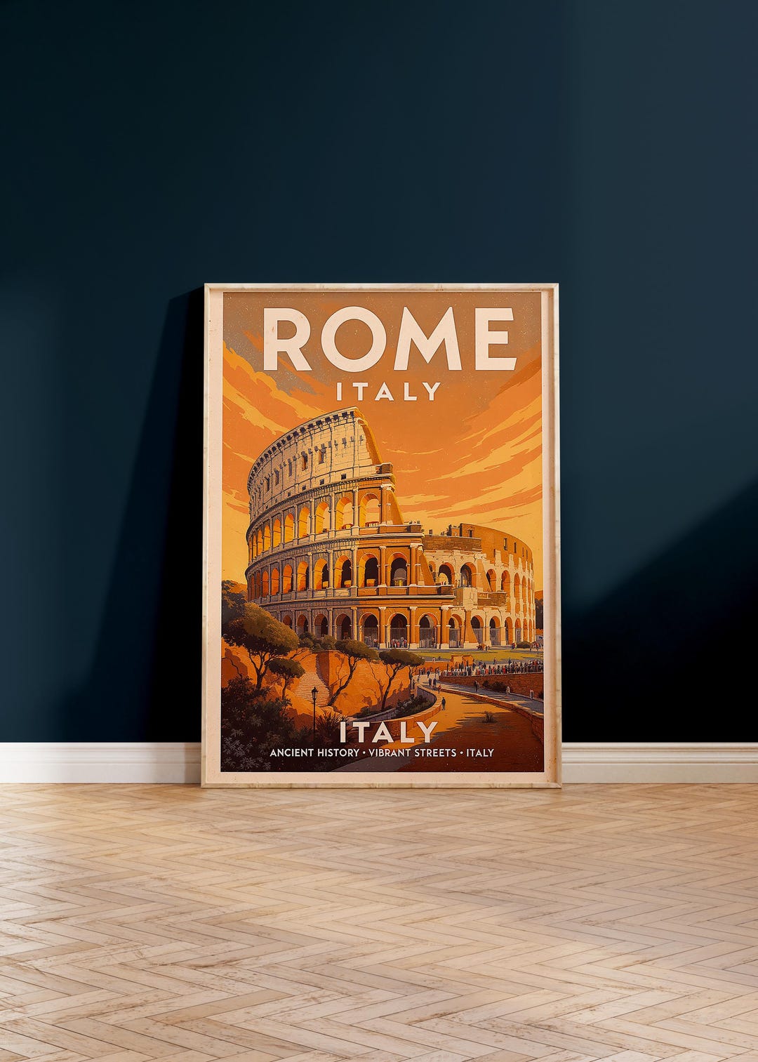 Vintage Rome Italy Travel Poster, Retro Colosseum Art - Etsy