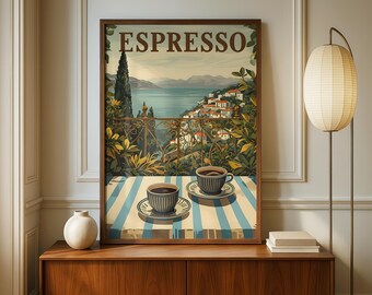 Vintage Italian Espresso Print – Mediterranean Terrace Art