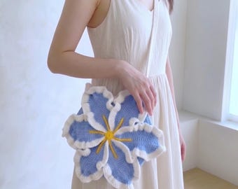 Handmade Pink Crochet Lily Bag | Oversized Floral Crossbody Purse | Cottagecore Knit Lily Flower Bag | Fairycore Summer Shoulder Bag