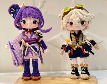 Custom Crochet Genshin Doll, Neuvilette Plush, Bennett, Varka Flint Lohen Linea Character Toy, Halloween decoration gift, Christmas decor