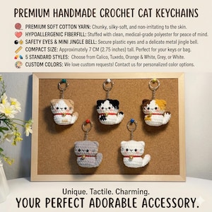 Gehaakte mini-katten sleutelhanger, gehaakt kattenknuffeldier, schattig cadeau voor kattenliefhebbers, zacht mollig katje, autosleutelhanger, tasversiering, amigurumi