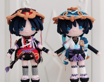 Scaramouche Wanderer crochet doll, Genshin Impact plushies, Custom genshin doll, Halloween decoration, Halloween gift, Christmas gift