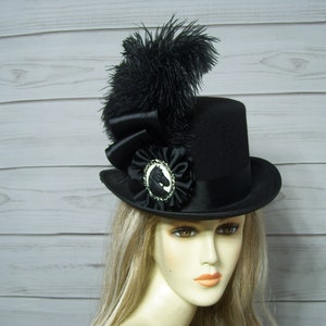 Kentucky Derby Black Top Hat, Equestrian Horse Top Hat, Wedding Bridal, Ascot Horse Races Top Hat, Belmont Event Hat, USA, 22.5" circ.