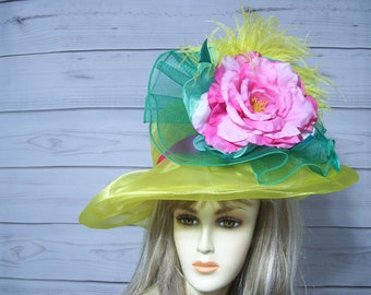 Yellow Hat Kentucky Derby Hat, Belmont, Preakness, Church, Horse Show Hat