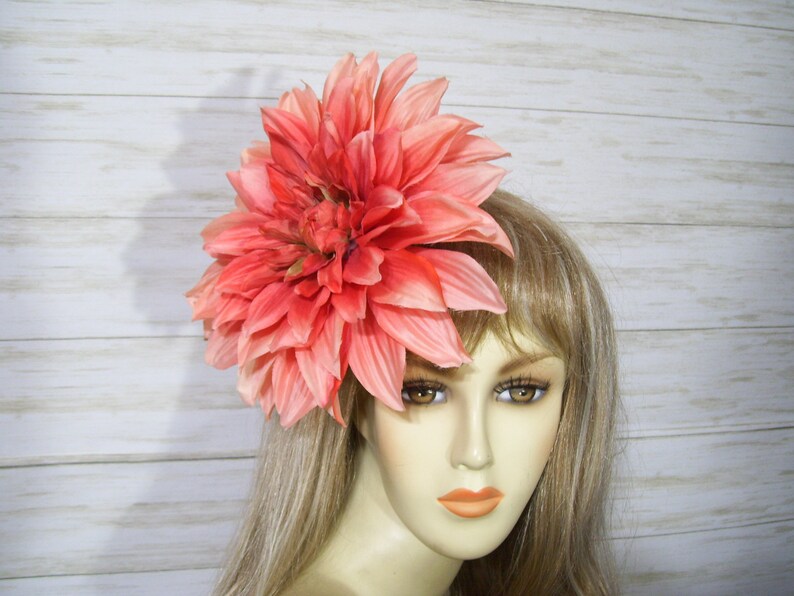 Ombre Orange Dahlia Flower Fascinator Tea Party Hat Floral Fascinator Wedding Flower Hat Kentucky Derby Flower Fascinator