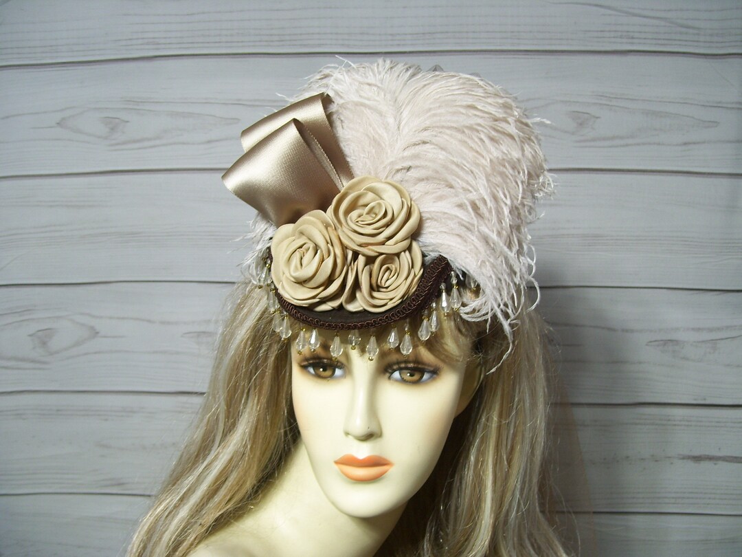 Brown and Ivory Mini Riding Hat, Victorian Mini Riding Hat, Equestrian