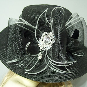 Ladies Black Hat Kentucky Derby, Black Dress Hat, Wedding, Church, Mother&#39;s Day Hat