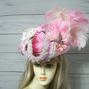 Pink Pirate Hat, Ladies Gasparilla hat, Marie Antoinette Tricorn Hat, Renaissance, Rococo, 22.5&quot; inside circ