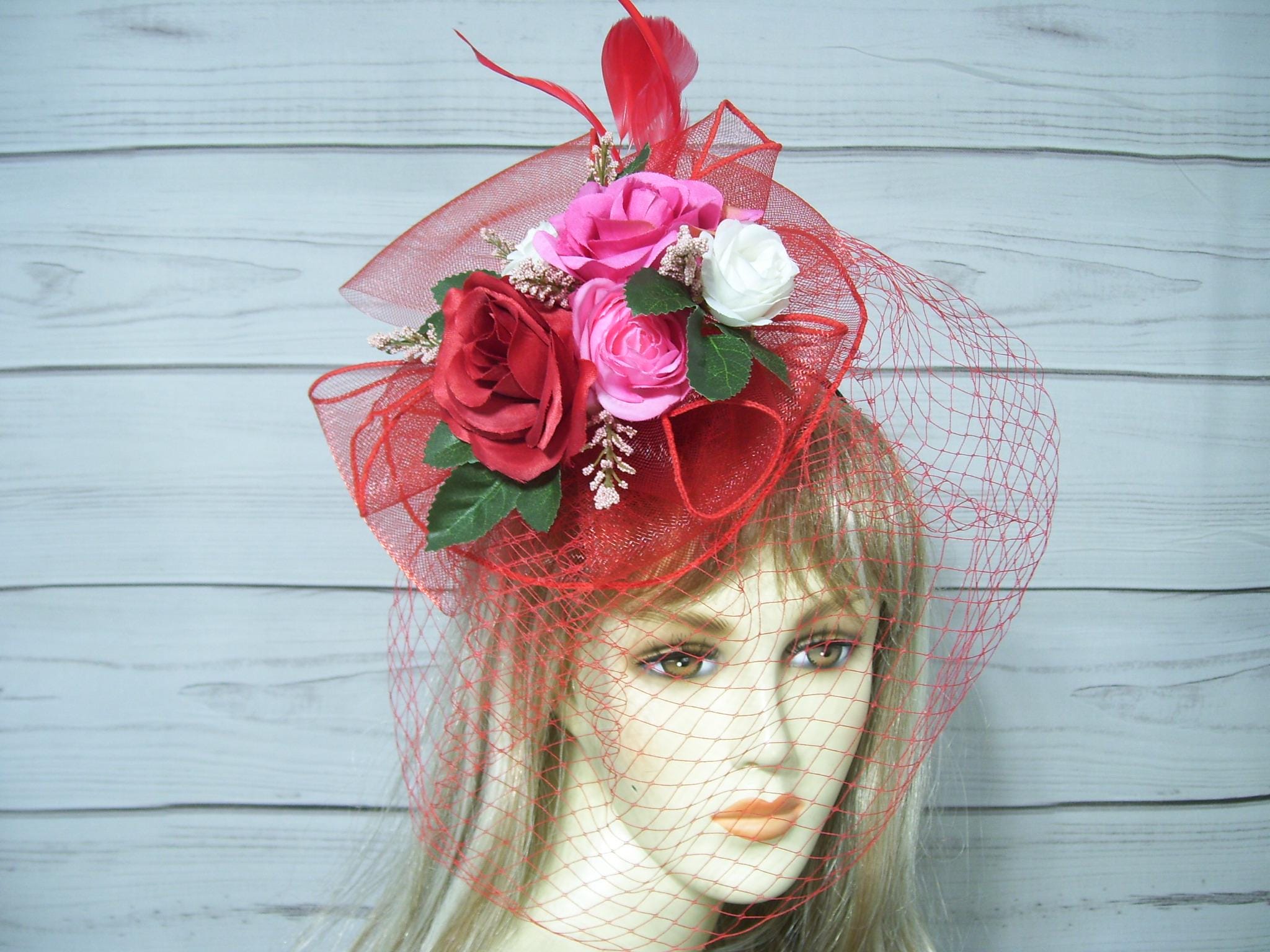 Kentucky Derby Hat Large Statement Red Flower Rose Ascot Tea Fascinator Kentucky Derby 2025: See the best hat, fascinator, fashion  main image 2