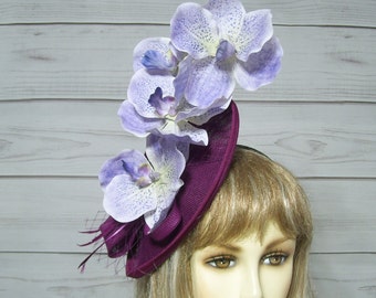Purple Orchid Fascinator Kentucky Derby Fascinator Hat, Tea Party Hat, Wedding Fascinate, Ascot Hatinator, Belmont, Car Shows, USA