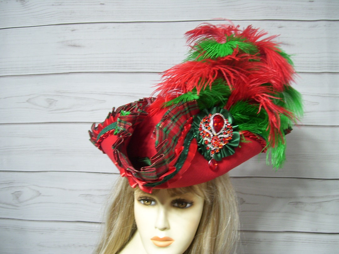 black and red pirate hat