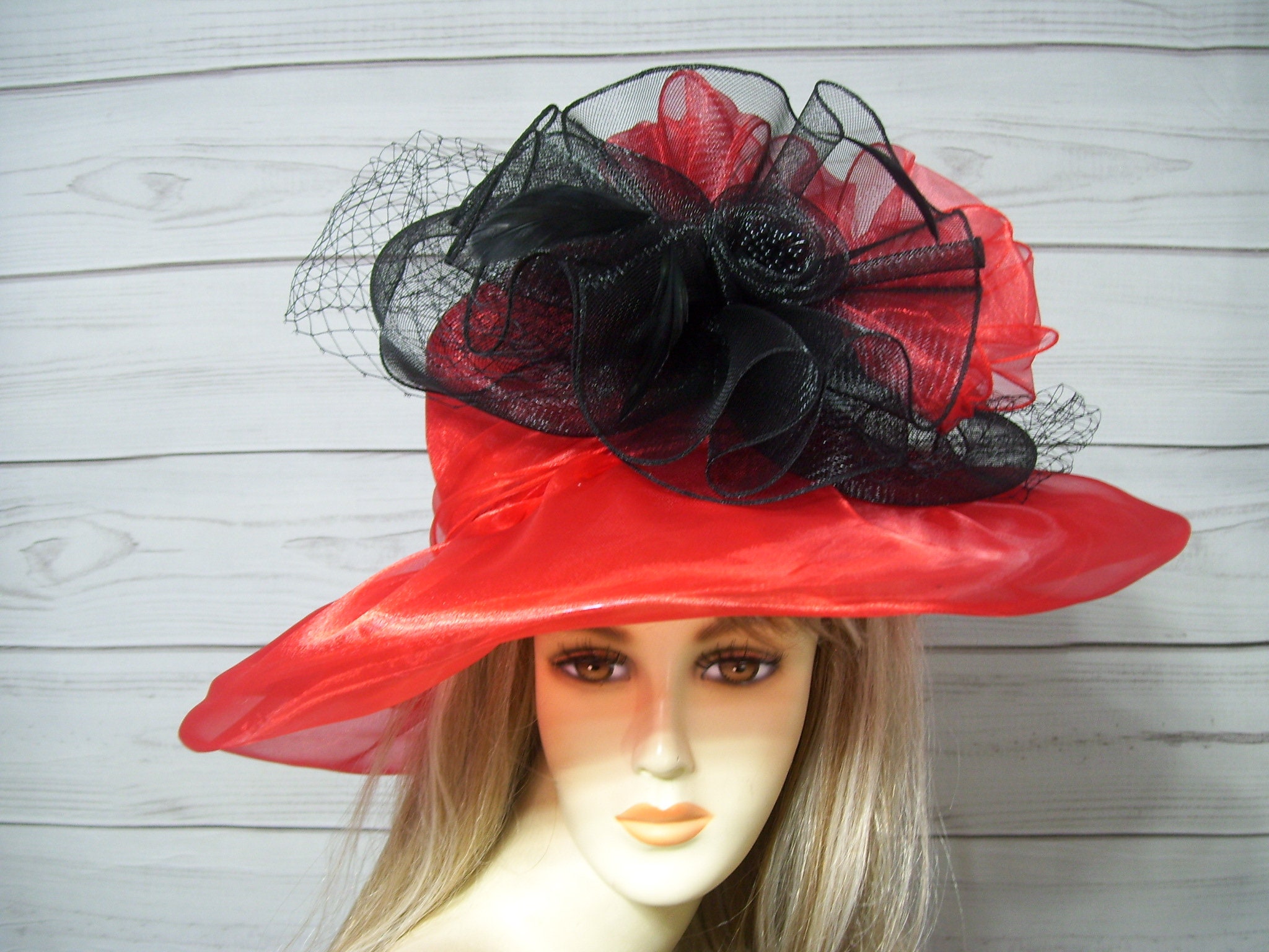 Ladies Kentucky Derby /Preakness/Belmont Blue Hat with Box and Carrier Beautiful Kentucky Derby Hat Designed by The Hat Girls main image 3