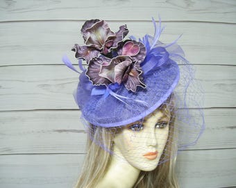 Dam Orkidé Fascinator, Lavendel Kentucky Derby Fascinator, Påskhatt, Bröllopshatt, Ascot Hattinator, Belmont, USA