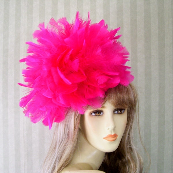Bright Pink Feather Fascinator Hat, Kentucky Derby Feather Fascinator Hat Wedding Fascinator Easter Hat, Bridal Fascinator, Horse Racing