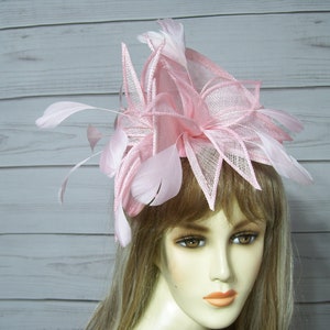 Pink Sinamay Fascinator Kentucky Derby Fascinator Hat, Easter Hat, Mother&#39;s Day Fascinator, Garden Party Tea