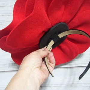 Red Rose Flower Fascinator Hat Kentucky Derby Red Rose Flower Hat Wedding Red Flower Hat Mother's Day FELT Fascinator Easter Fascinator image 4