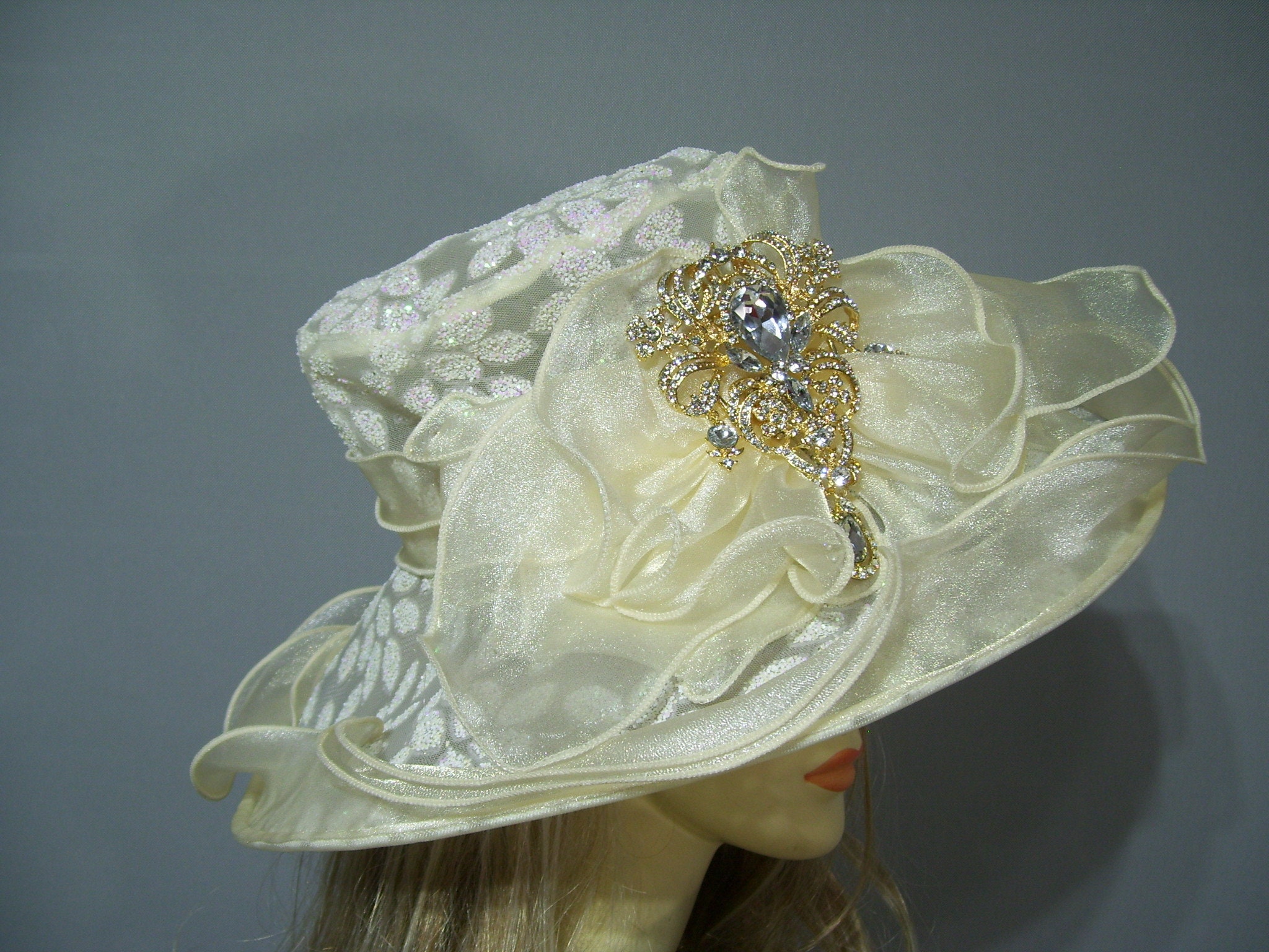 Derby, Belmont, Wedding Hat Ivory Wedding Hat, Kentucky Derby Hat, Church Hat, Belmont  main image 3