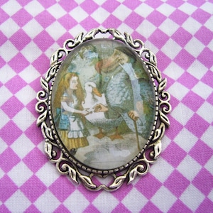 The Dodo Pin Alice In Wonderland Cameo Brooch Pin Brooch Tea party Brooch, Birthday Gift, Baby Shower 3 COLOR Setting Choice