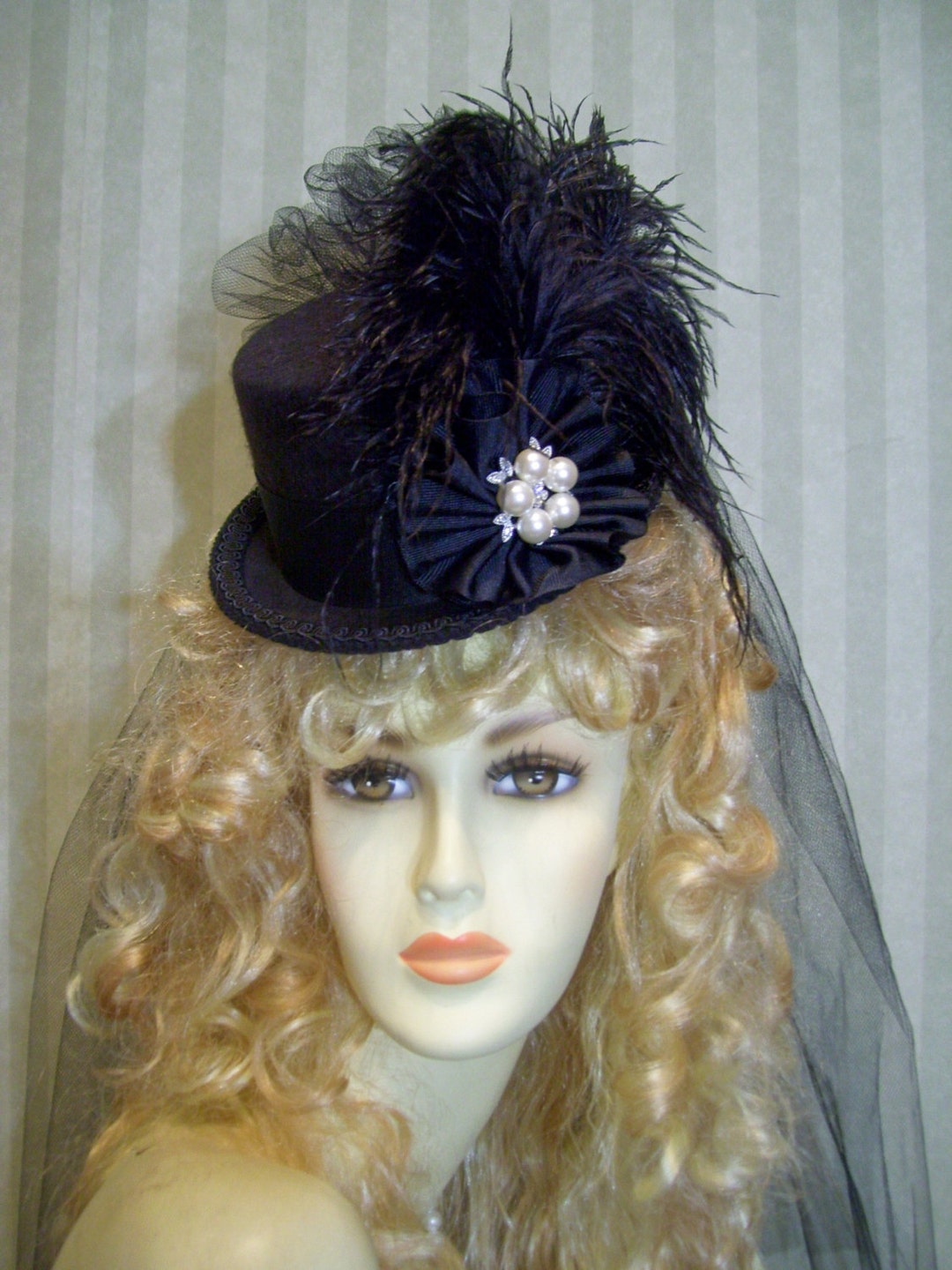Black Mini Top Hat, Black Mini Halloween Hat, Cosplay Hat, Neo