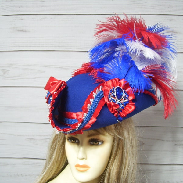 Pirate Hat, Bicentennial Pirate Hat, 4th Of July Pirate Hat, Halloween Pirate Hat, Renaissance Hat, Gasparilla Pirate Hat, Tricorn Hat