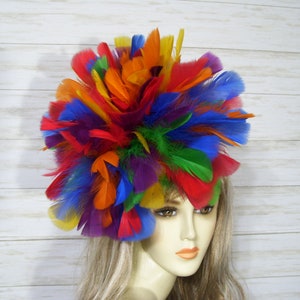 Rainbow Feather fascinator Hat, Multicolor Feather Fascinator Hat, Gay Pride Feather Fascinator Hat