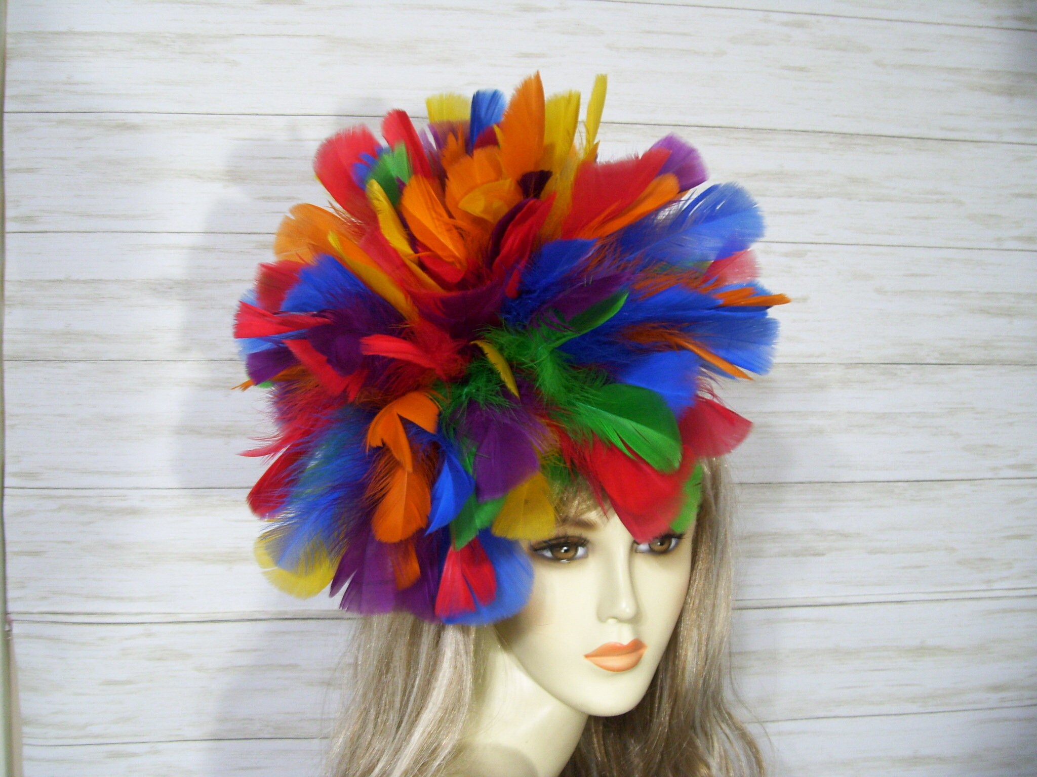 Rainbow Feather Fascinator Hat, Multicolor Feather  display picture 3