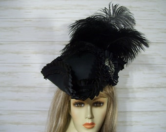 Black MINI Pirate Hat Halloween Mini Pirate Hat Victorian Mini Tricorn Hat Marie Antoinette Hat 1800s Style Hat Mini Pirate Hat See Video